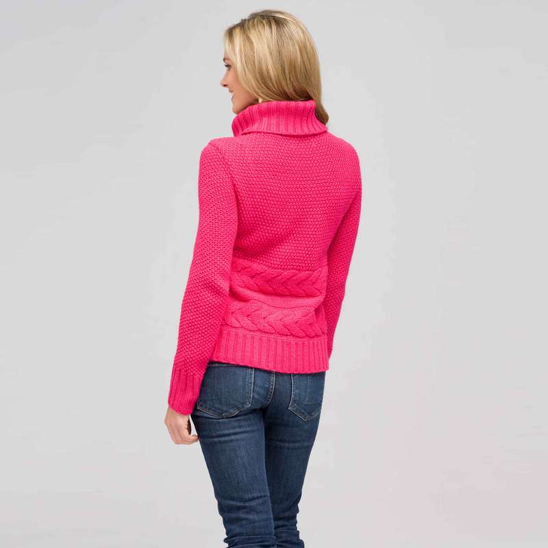 Wool Blend Turtle Neck Sweater, Begonia Pink, large image number 1