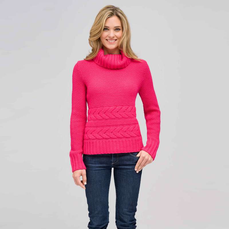 Wool Blend Turtle Neck Sweater, Begonia Pink, large image number 0