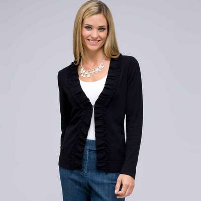 Long Sleeve Ruffle Front Cardigan